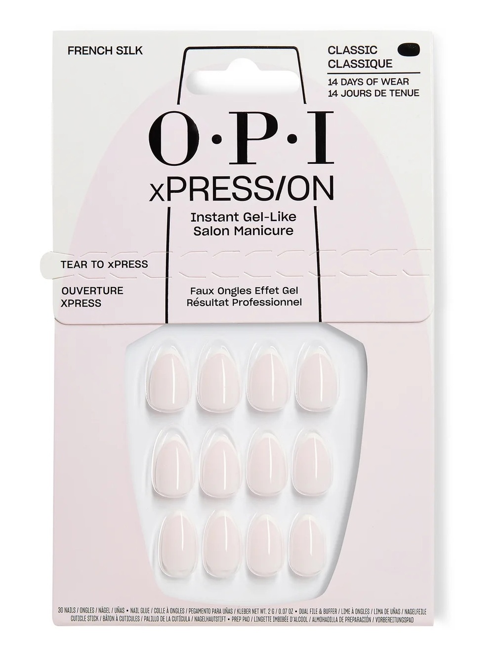 OPI XPRESS/ON - French Silk Extra-Short Almond French Tip Press-On Nails